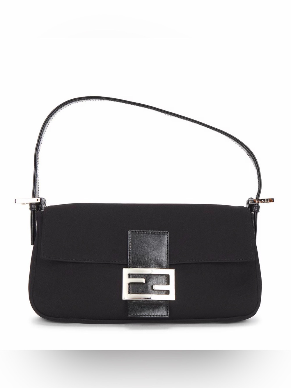 FENDI Vintage Black Neoprene Baguette Shoulder Bag / Mamma Bucket